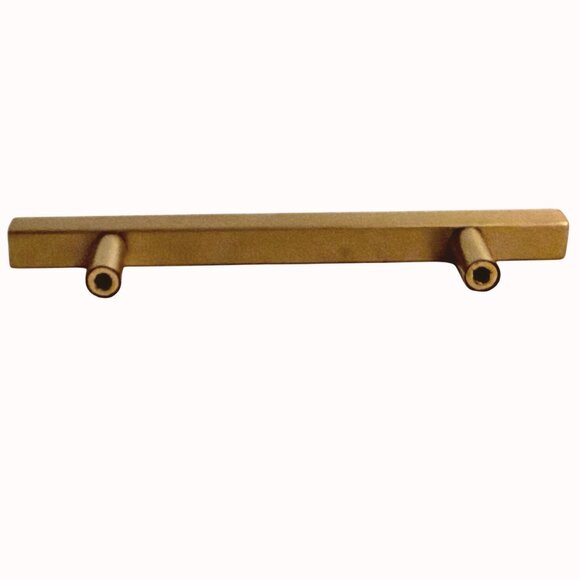 Brushed Gold Cabinet Bar Pull Set of 4 Drawer T Bar Modern Sleek Rectangular 6.5 - Picture 3 of 10
